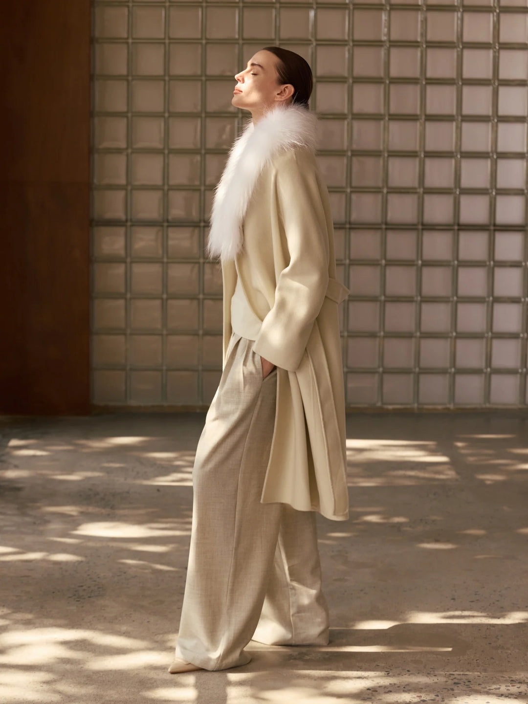 Signature Fur Collar Coat | Ivory