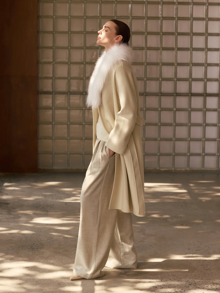 Signature Fur Collar Coat | Ivory
