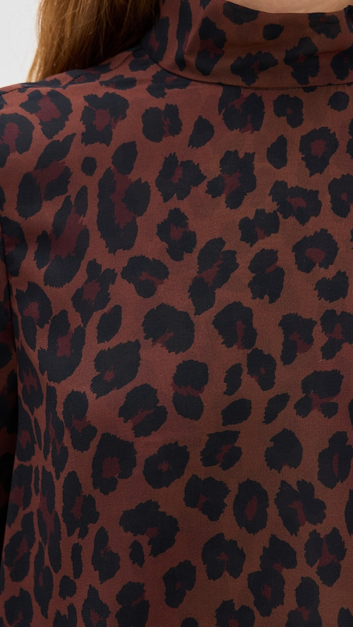 Joplin Chiffon Mini Dress | Choco Brown Leopard