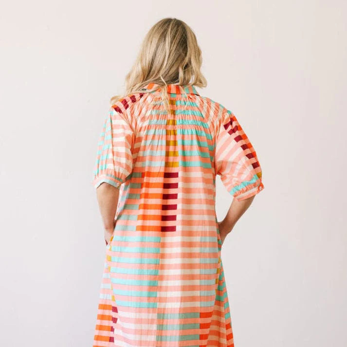 Oasis Dress | Apricot Colorful Stripe