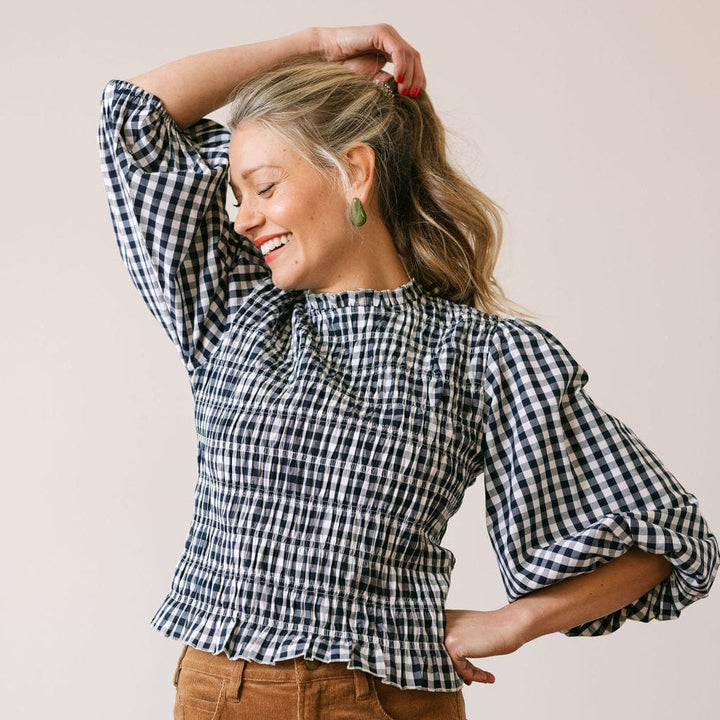 Hali Top | Navy Gingham