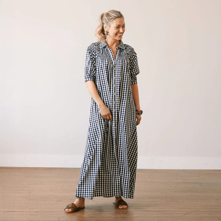 Oasis Dress | Navy Gingham