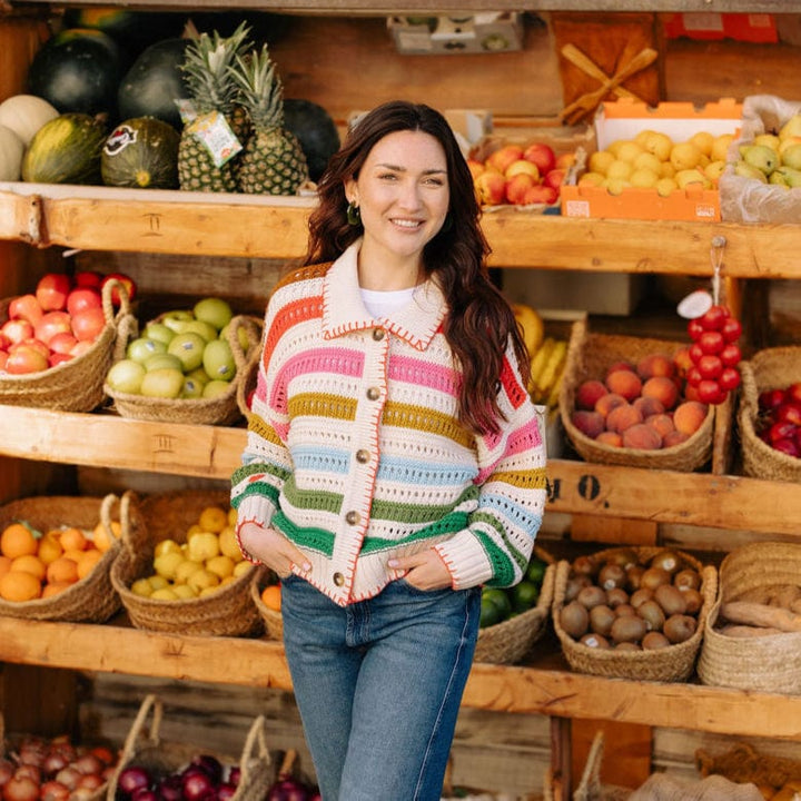 Emery Cardigan | Rainbow Stripe