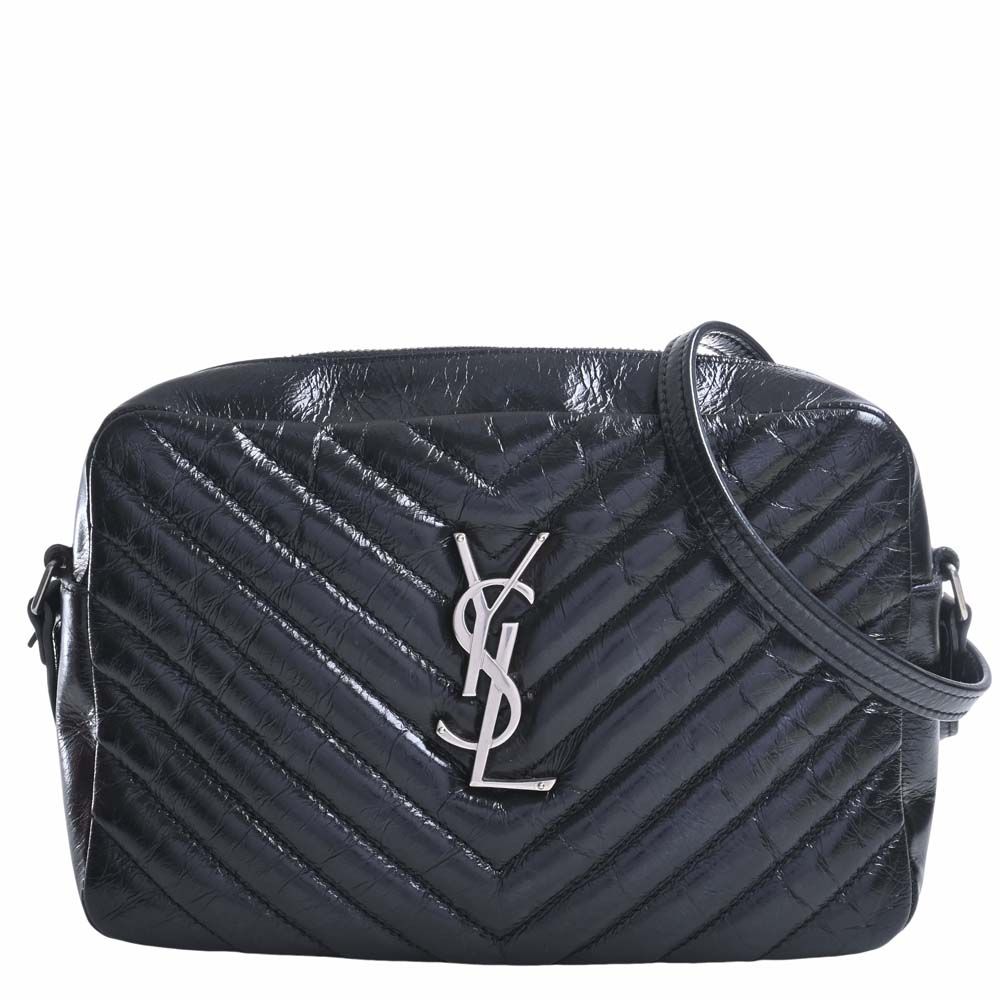 Saint Laurent Leather Lou Camera Bag With Fringe Shoulder Bag Black Leather