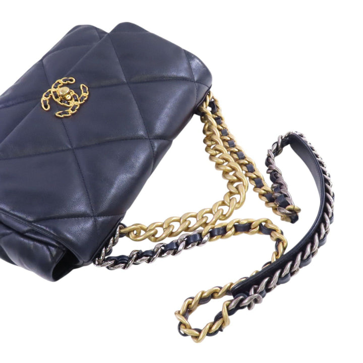 Chanel Black Sheepskin Leather 19 2-way Shoulder Bag