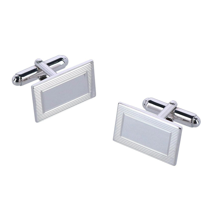 Trafalgar Sterling Silver Rectangle Engine Turned Cufflinks