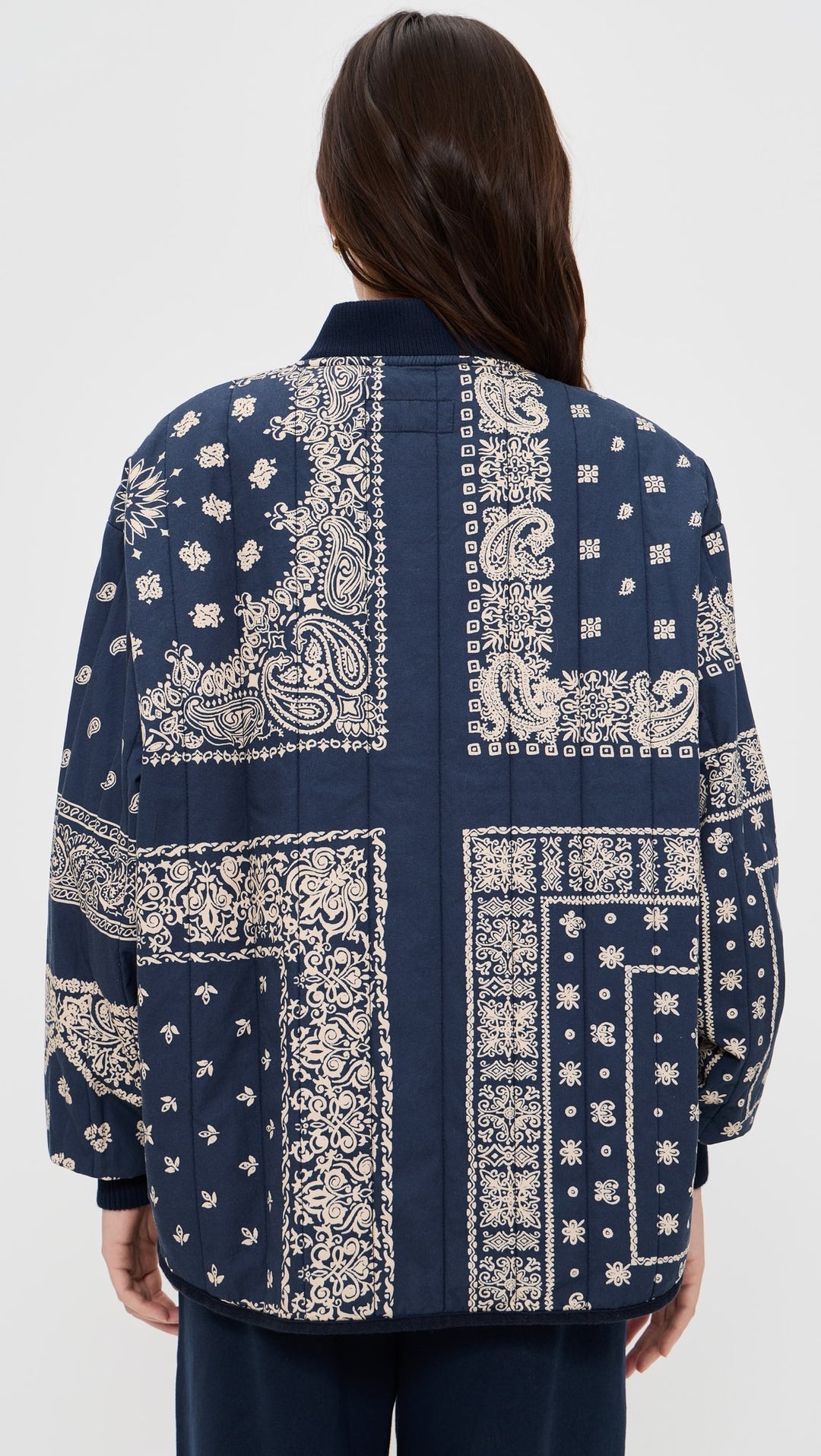 The Quilted Bomber Jacket | Navy Bandana
