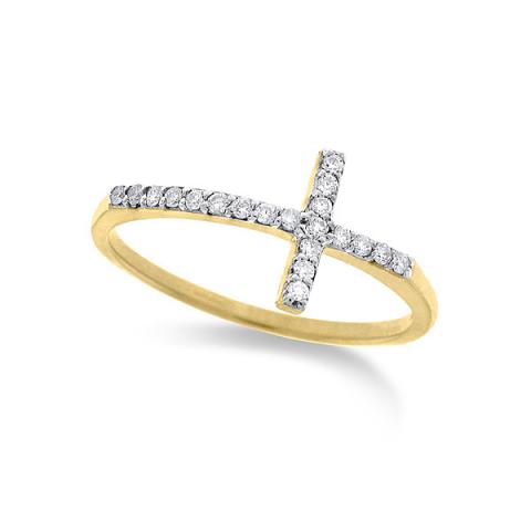 14kt Gold .12ct Diamond Cross Ring R13123
