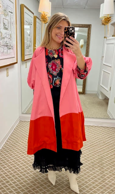 Taryn Coat | Pink Color Block