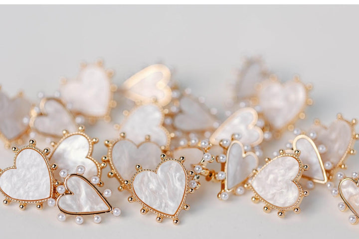 Studded Pink Tortoise Heart Earrings
