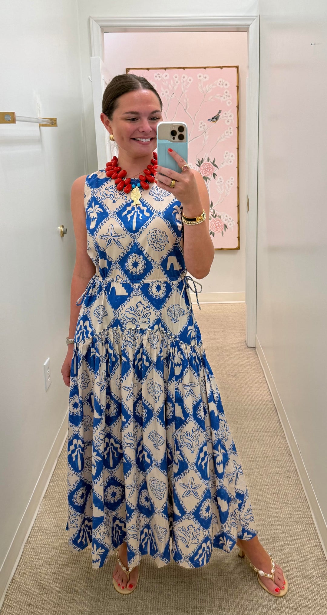 Sleeveless Piped Maxi Dress | Blue Asterias