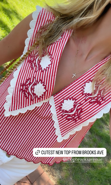 Emma Sleeveless Blouse | Red Stripe