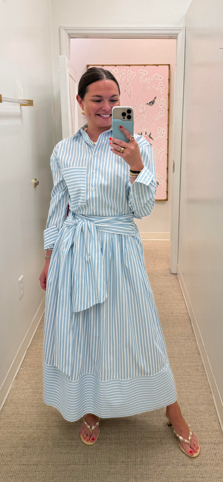 Yarrow Big Bow Skirt | Blue Stripe