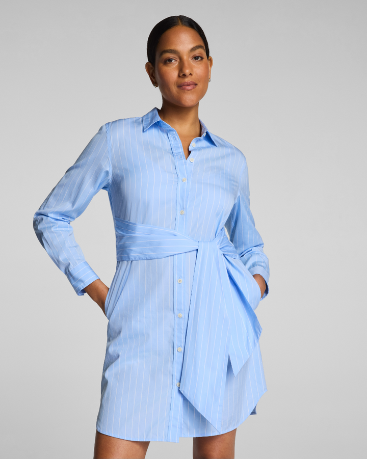 Relaxed Fit Tie Shirt Dress | Peak/Classic White