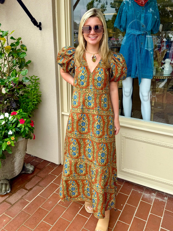 Harrison Dress | Amber Green Brown