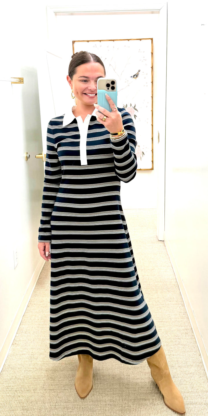 Faye Knit Dress | Multi Stripe Navy