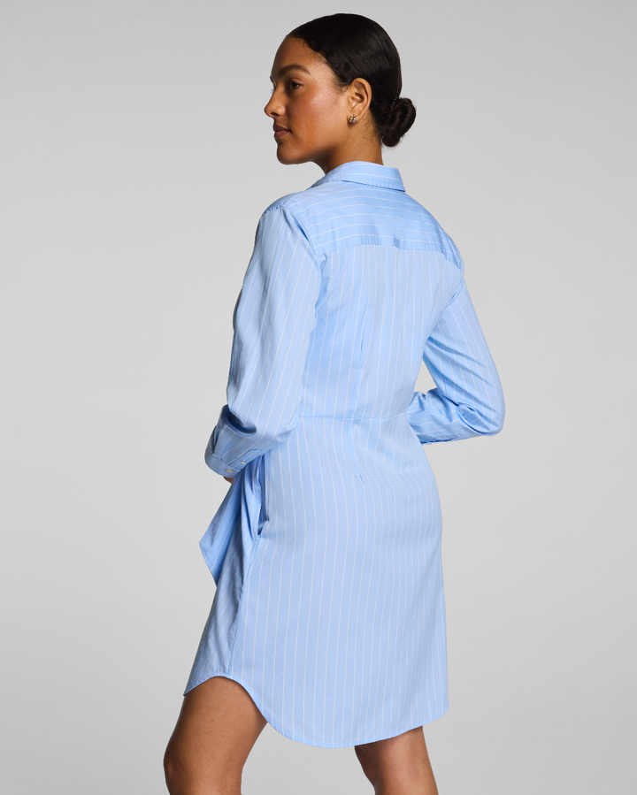 Relaxed Fit Tie Shirt Dress | Peak/Classic White