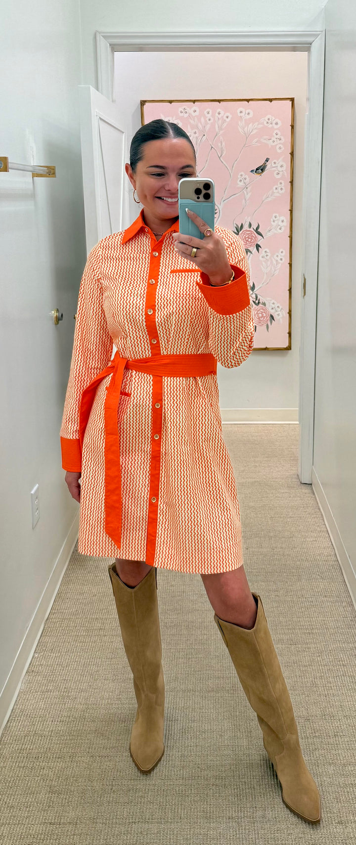 Midori Shirtdress | Doodle Orange