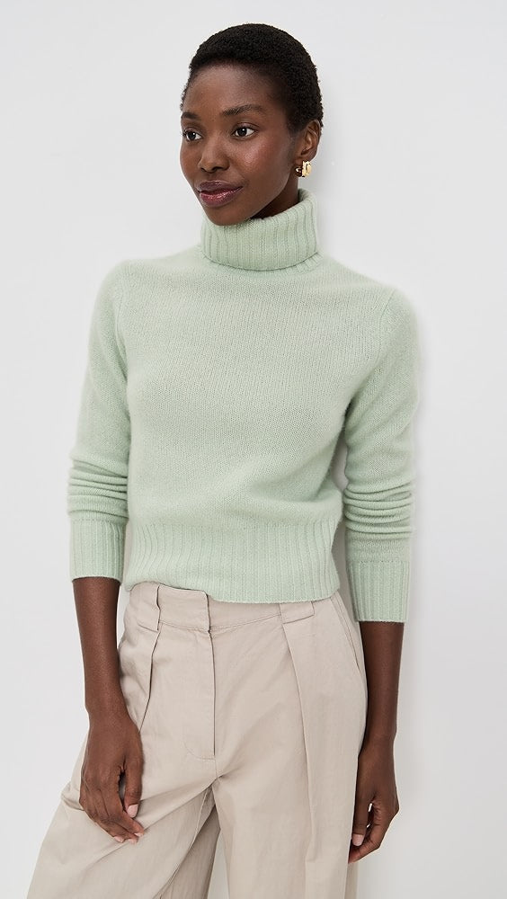 Cashmere Featherweight Turtleneck | Mint Green