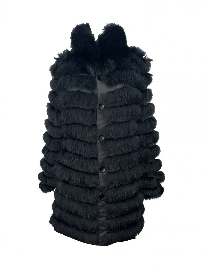 Genuine Fox Fur Reversible Coat | Black