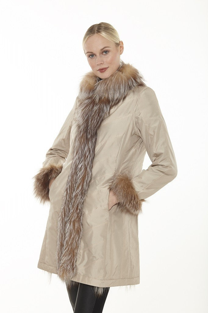 Genuine Fox Fur Reversible Coat | Golden