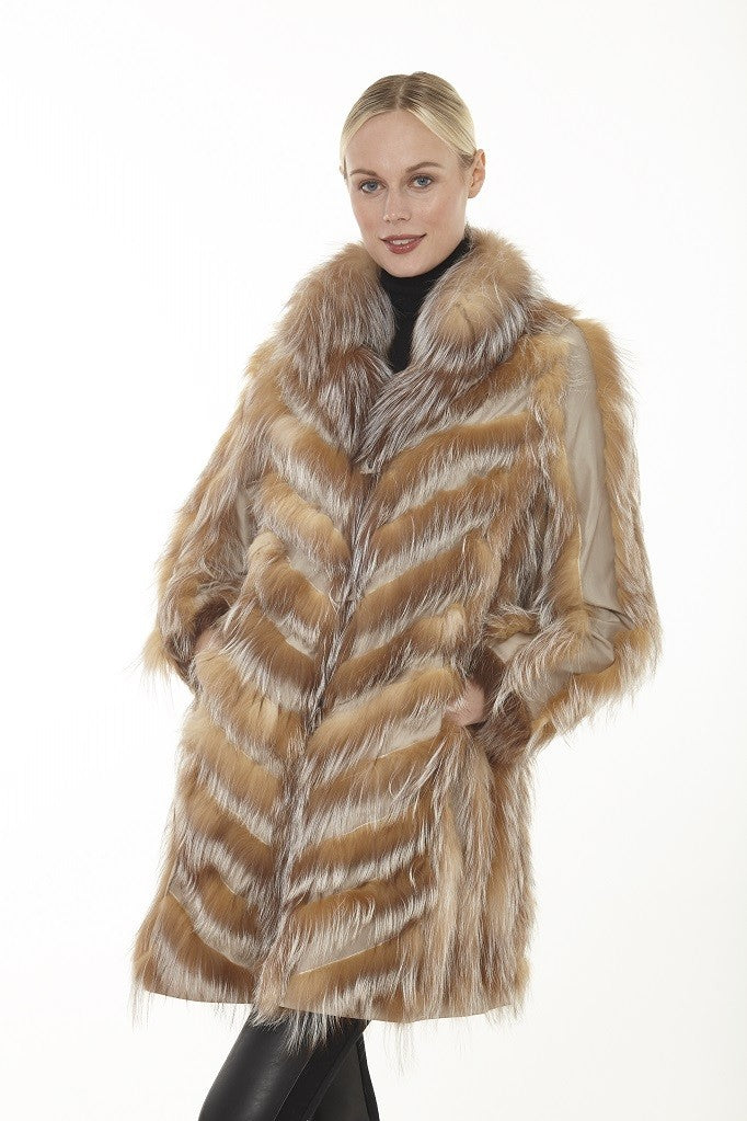 Genuine Fox Fur Reversible Coat | Golden
