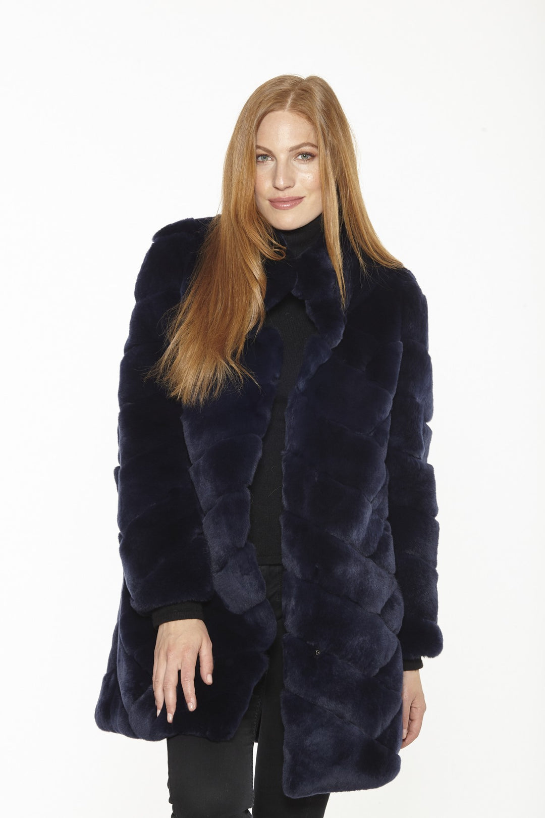 Genuine Rex Rabbit Jacket | Black Chevron