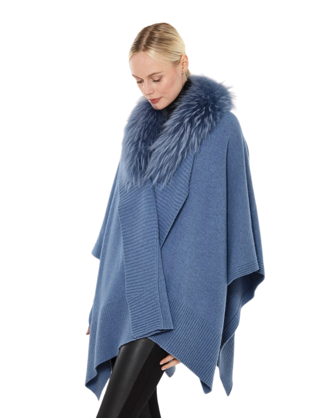 Cashmere Shawl with Genuine Fox Fur Collar | + Colors