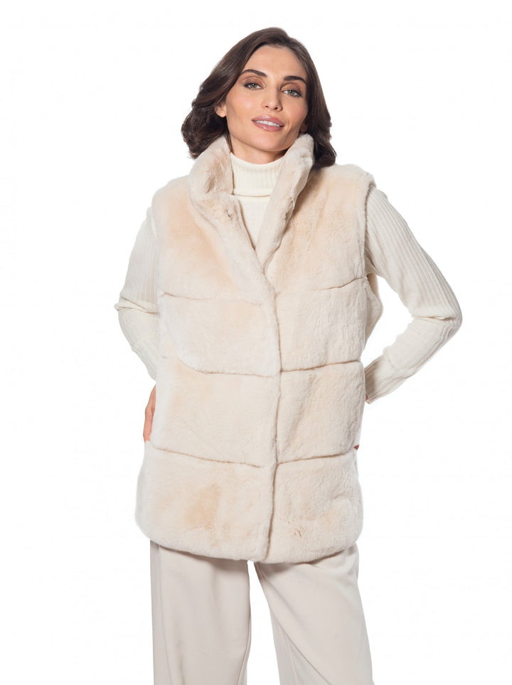 Genuine Rex Rabbit Banded Vest | Champagne