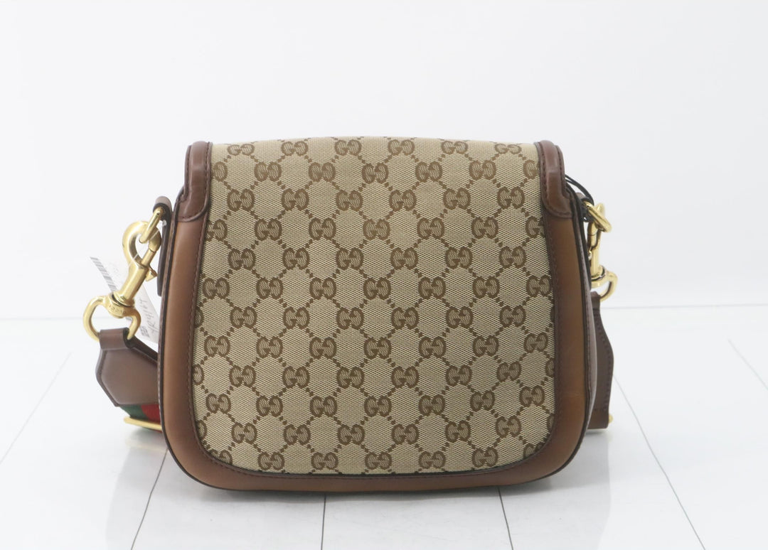 Gucci Canvas Sherry Line Horsebit Shoulder Bag
