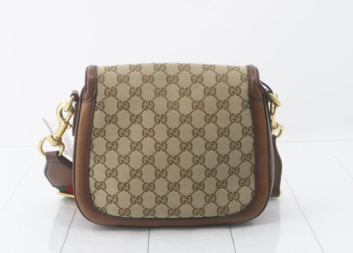 Gucci Canvas Sherry Line Horsebit Shoulder Bag