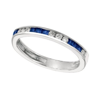 Round Diamond and Princess Cut Sapphire Bands