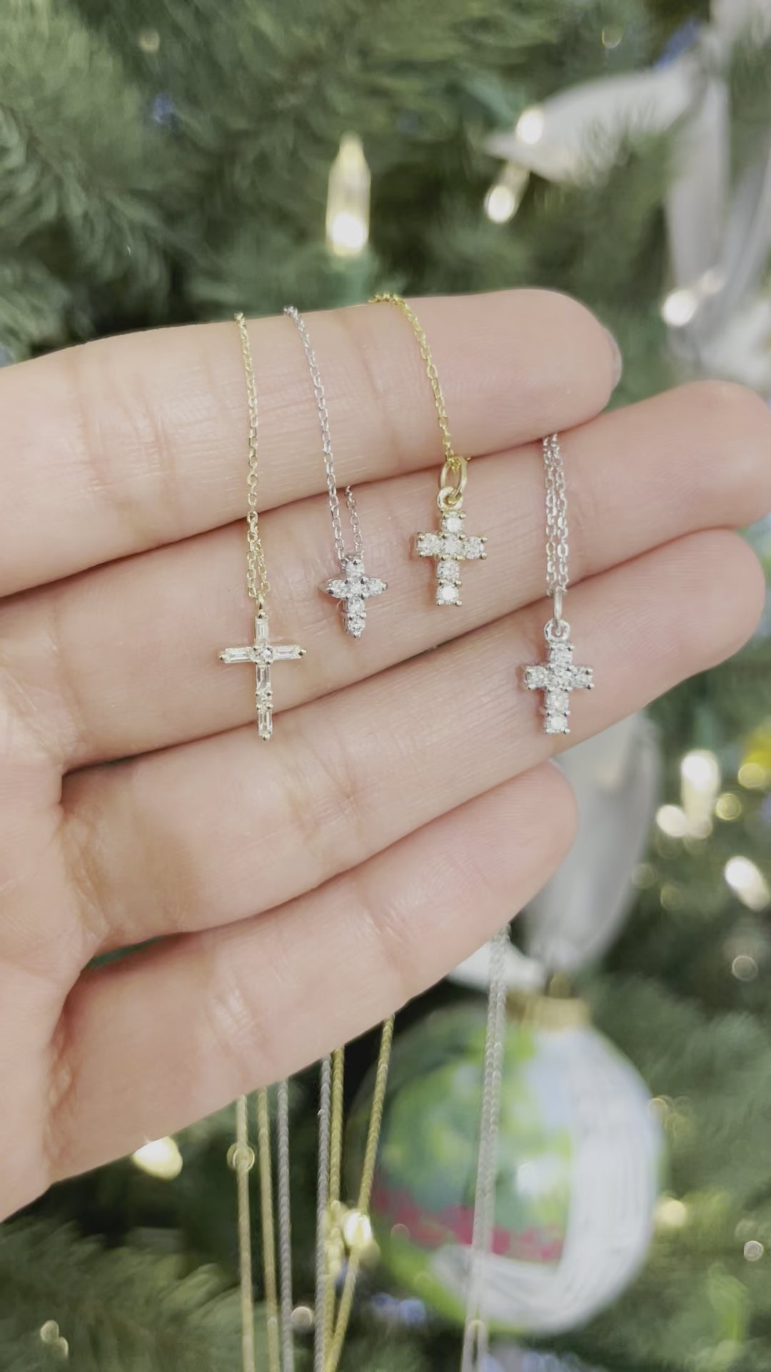 Assorted Diamond/14k Gold Cross Necklaces