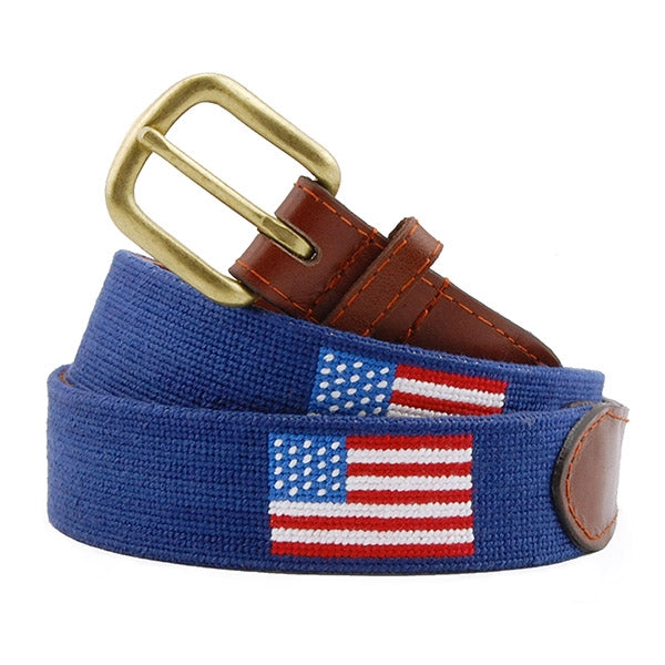 American Flag (Navy) Needlepoint Belt - Charlotte's Inc