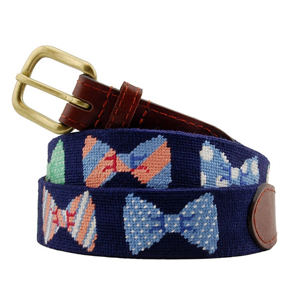 Needlepoint Belt | Navy Bowties