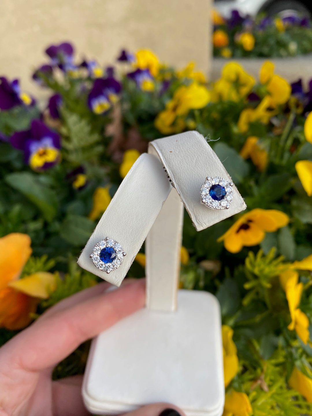 14k White Gold and Sapphire Earrings - Charlotte's Inc