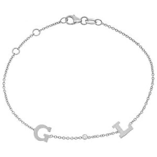 14K Personalized Mini 2 Initial & Diamond Bracelet