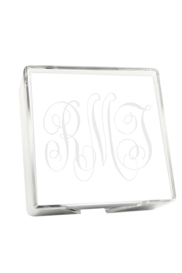 Classic Watercolor Monogram Memo Square with holder - Charlotte's Inc