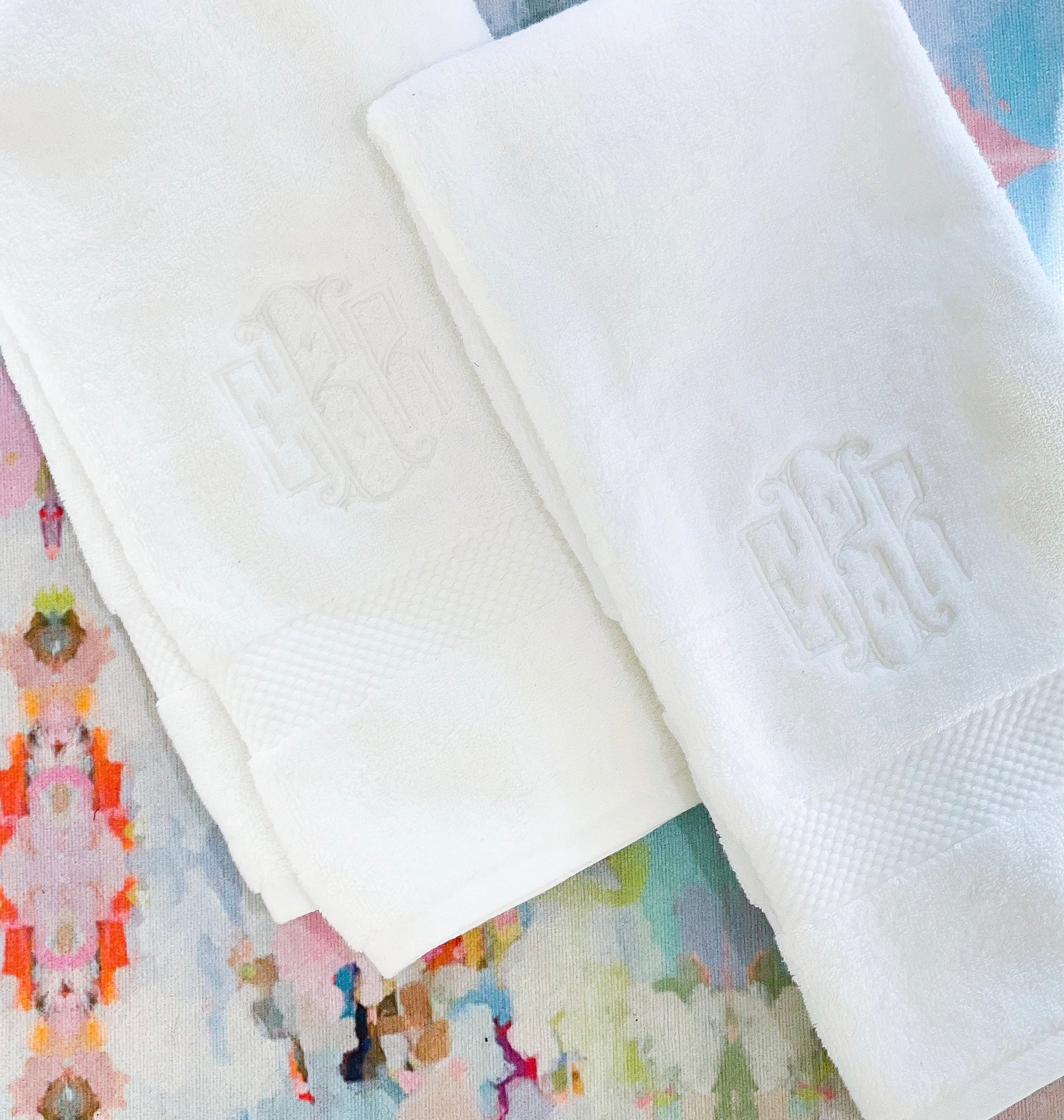 MWM-07202 M - Cotton velour monogram towel () - White/Black - The