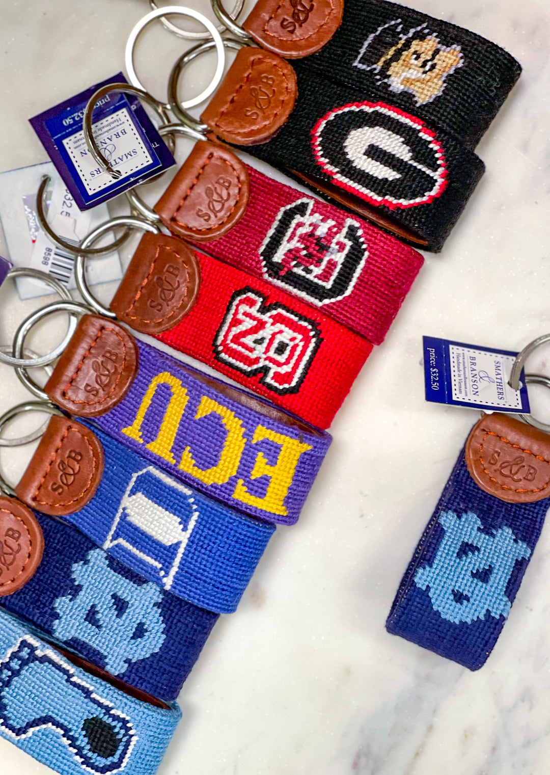 Collegiate Needlepoint Key Fobs