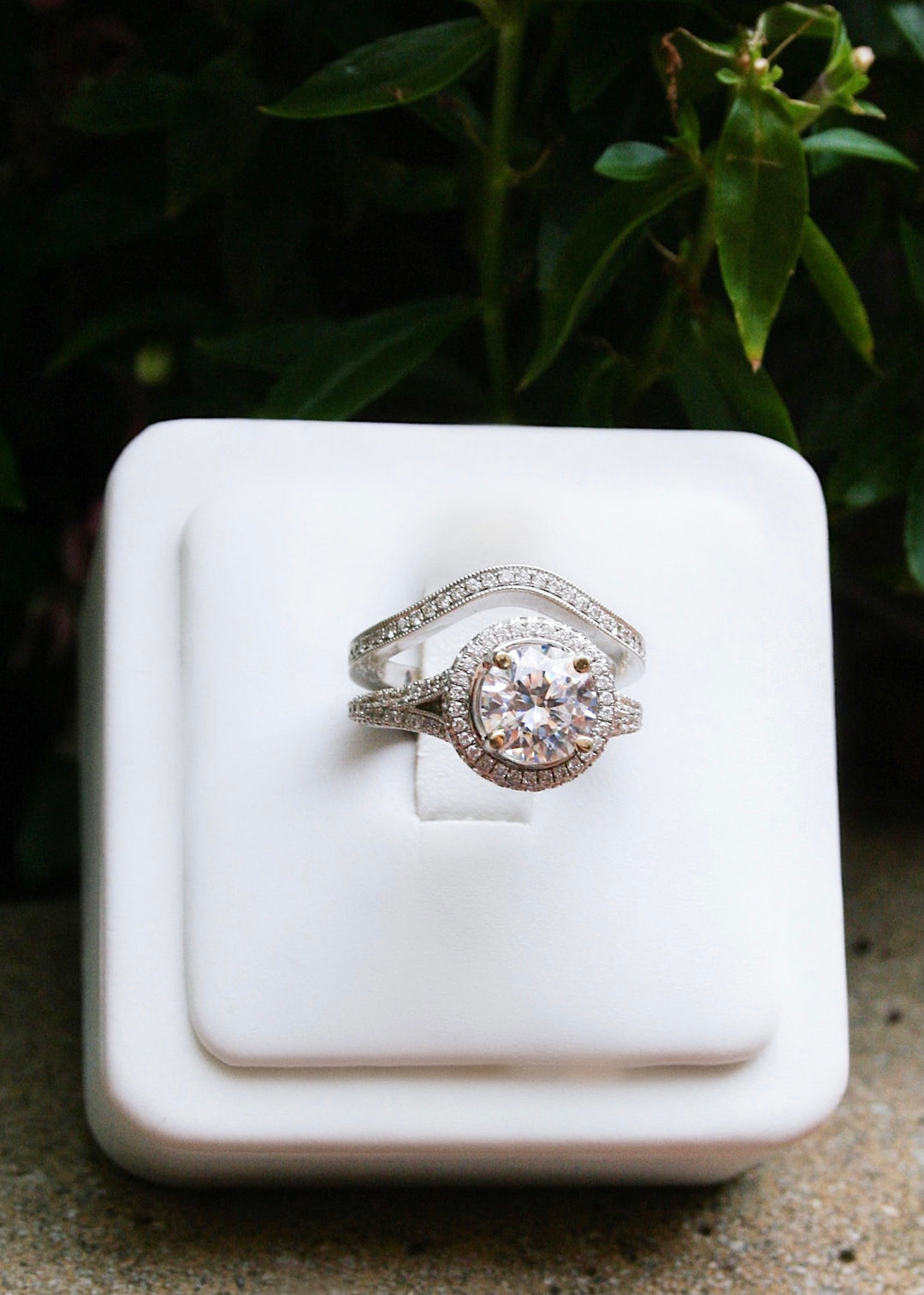 Diamond Engagement Ring Setting + Wedding Band Set