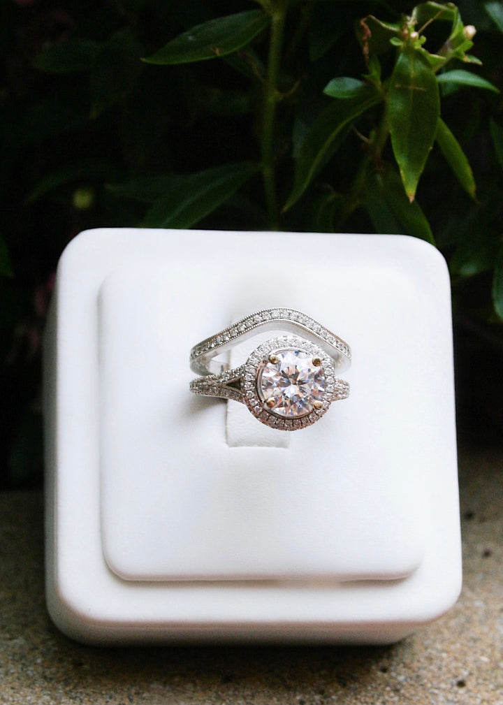 Diamond Engagement Ring Setting + Wedding Band Set