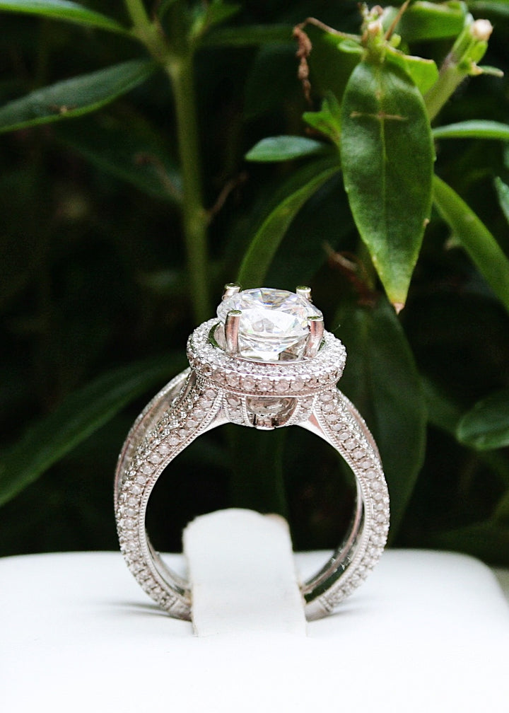 Diamond Engagement Ring Setting + Wedding Band Set