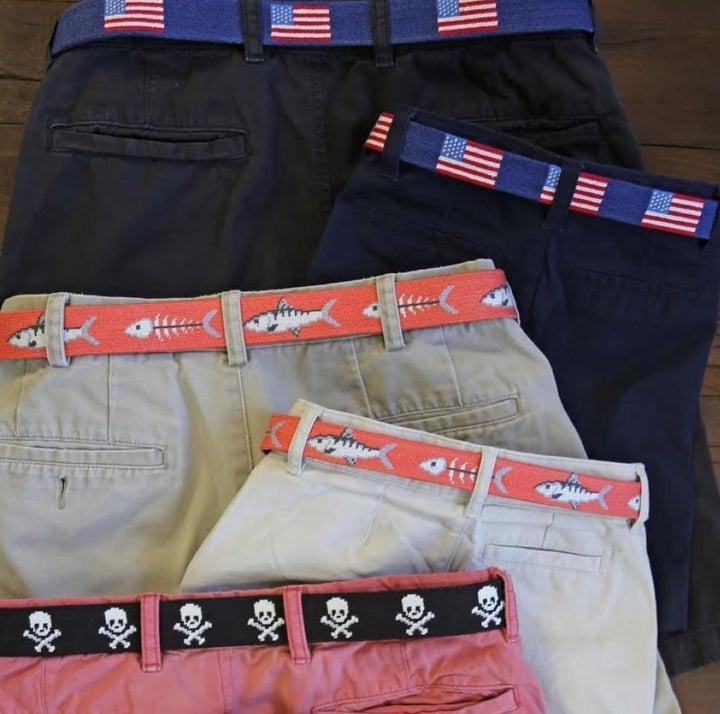 American Flag (Navy) Needlepoint Belt - Charlotte's Inc