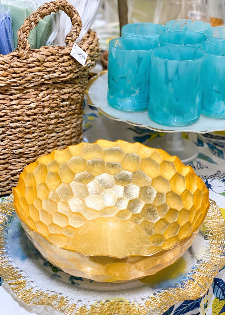 Rufolo Glass Gold Honeycomb Bowls