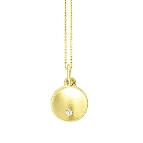 Personalized 14k Initial & Diamond Disc Necklace
