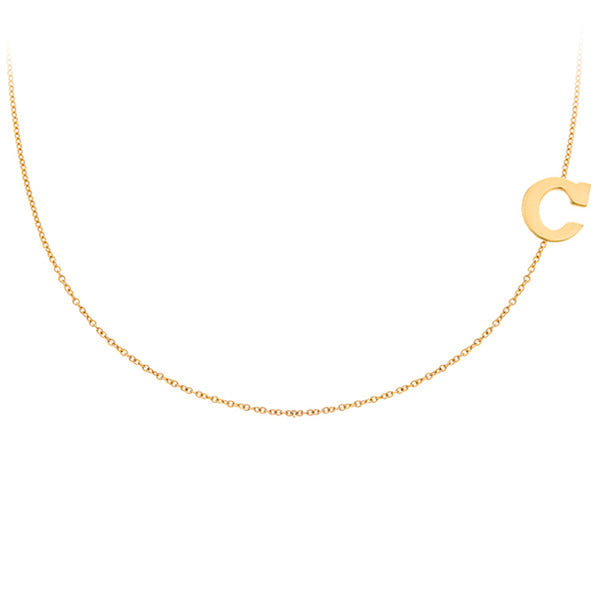 Personalized 14k Mini Initial Side Necklace