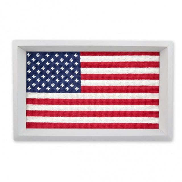Needlepoint Valet Tray | American Flag