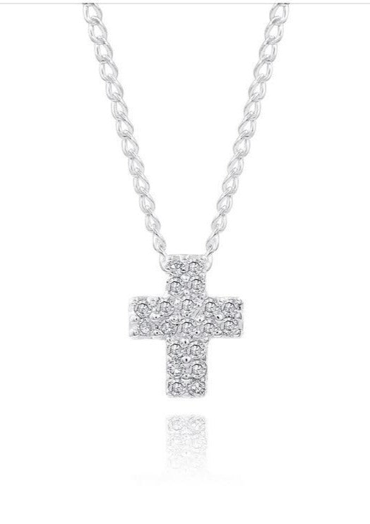 Sterling Silver & Diamond Cross Necklace