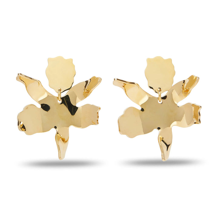 Lele Sadoughi Gold Metal Small Paper Lily Earrings
